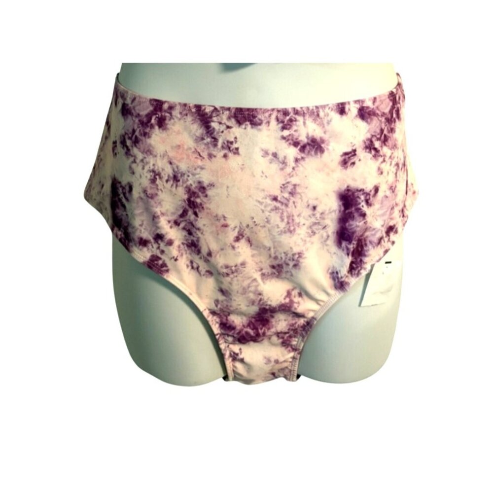 Purple Tie Dye High Waisted Bikini Swim Bottoms Size 3XL Womens Swimwear New